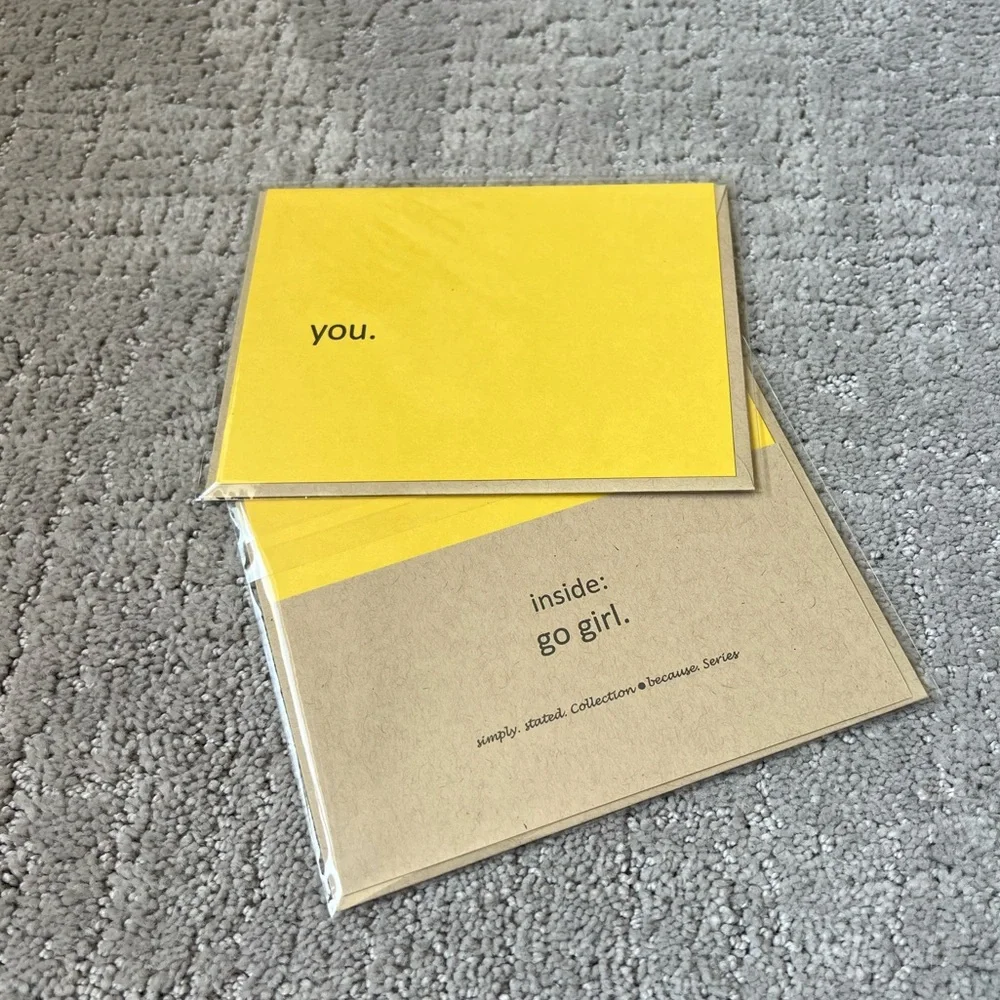 Set of 3 - Handmade Simply Stated Card Set - Because Series, You Go Girl
